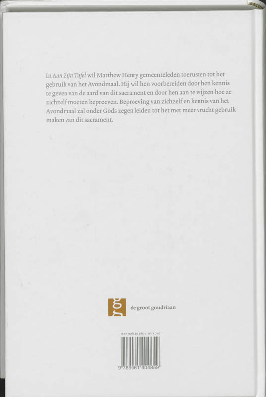 Achterkant van Aan zijn tafel