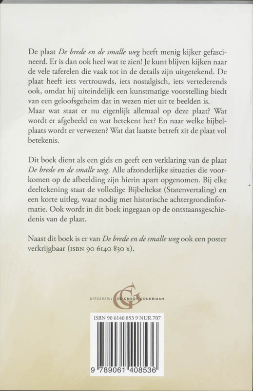Achterkant van De brede en de smalle weg