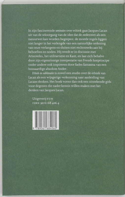 Achterkant van Ethiek en sublimatie