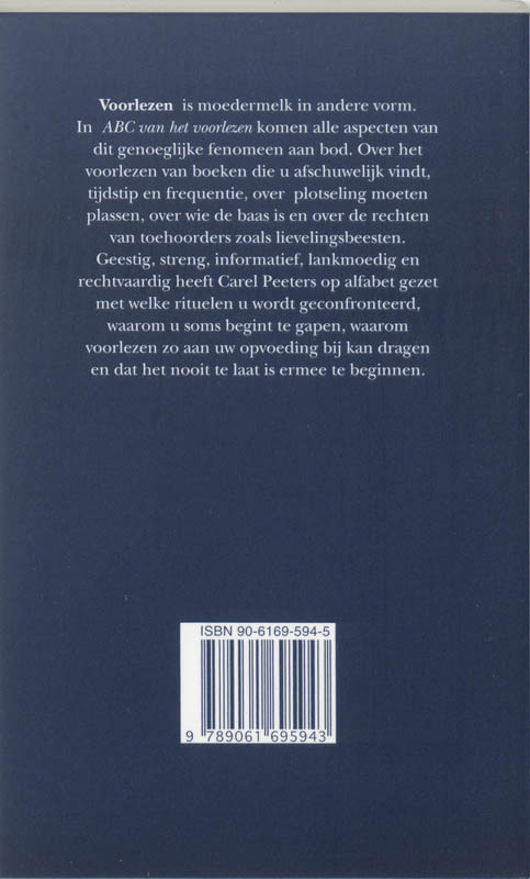 Achterkant van ABC van het voorlezen