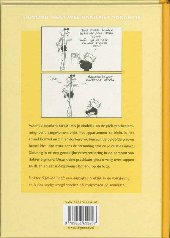 Achterkant van Sigmund weet wel raad met vakantie