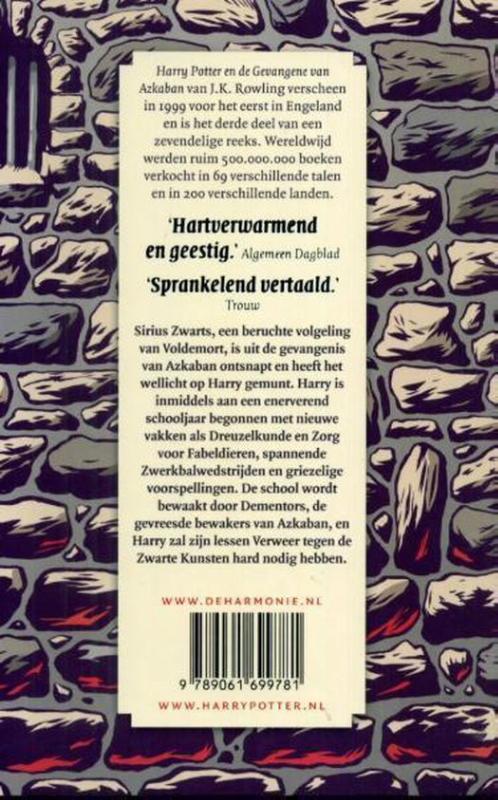 Achterkant van Harry Potter en de gevangene van Azkaban