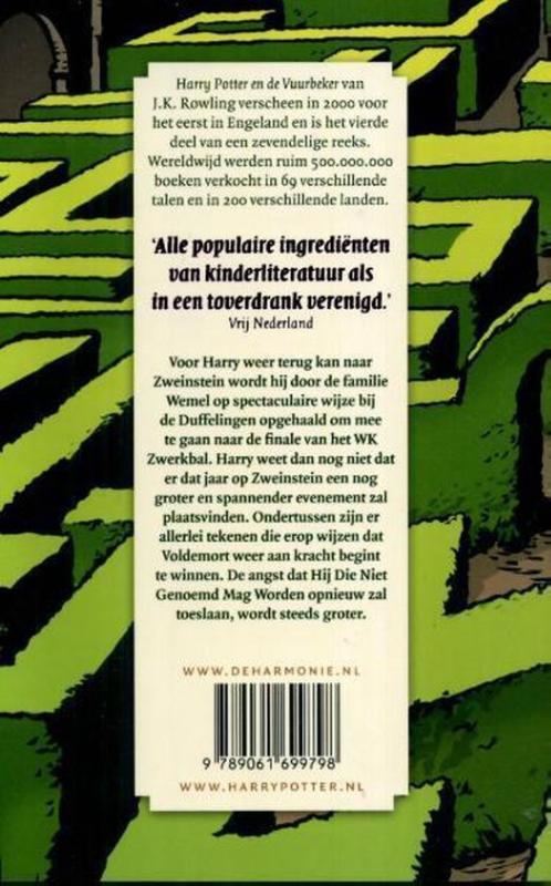 Achterkant van Harry Potter en de vuurbeker
