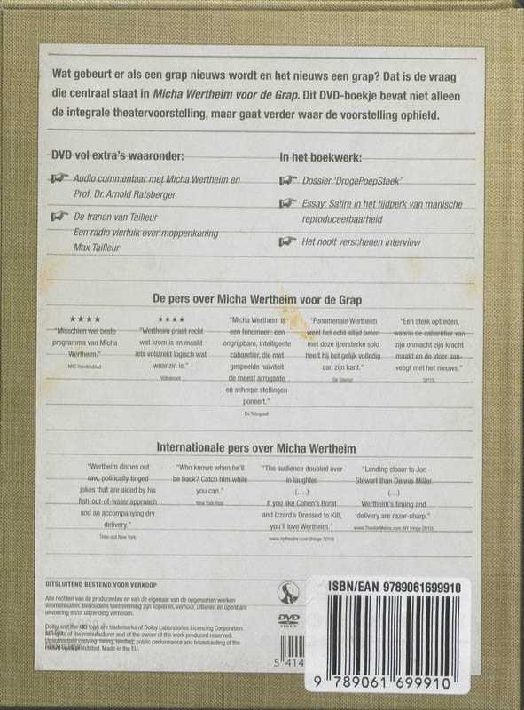 Achterkant van Micha Wertheim voor de grap