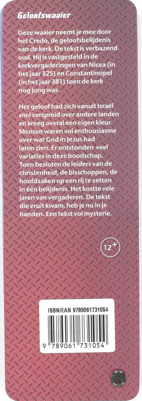 Achterkant van Credo geloofswaaier