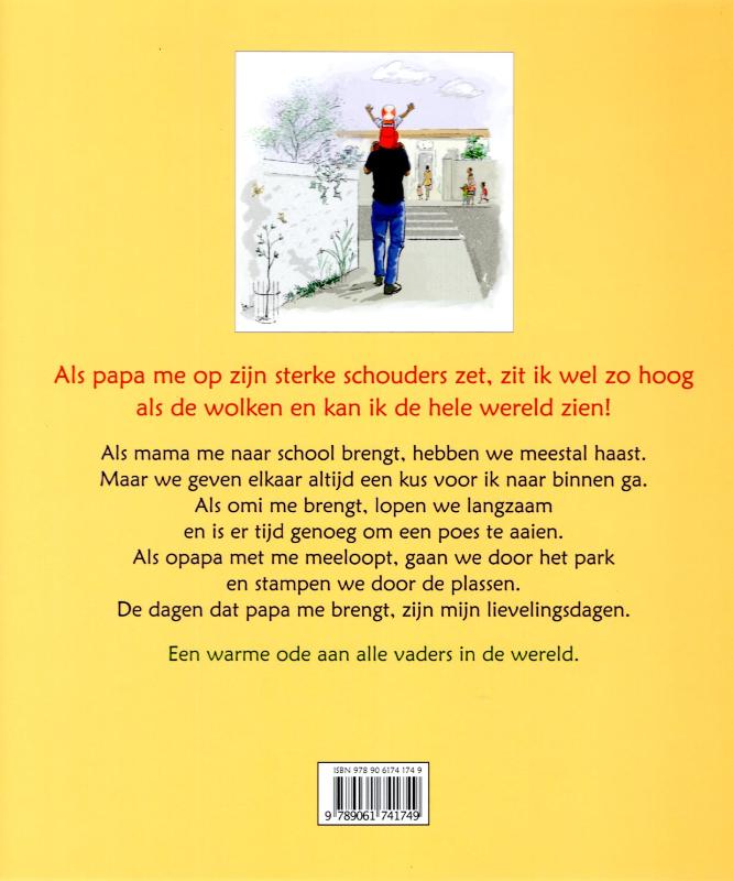 Achterkant van Hoog op papa's sterke schouders