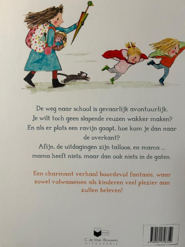 Achterkant van Hink-stap-sprong naar school