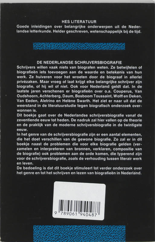 Achterkant van De Nederlandse schrijversbiografie