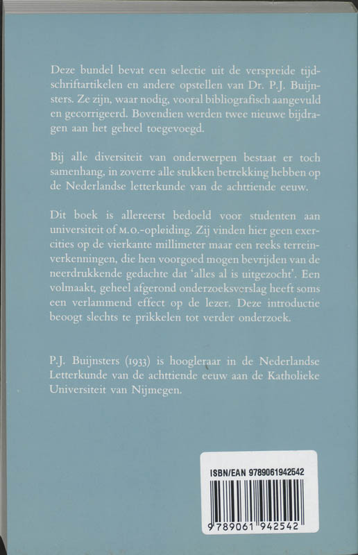 Achterkant van Nederlandse literatuur van de achttiende eeuw