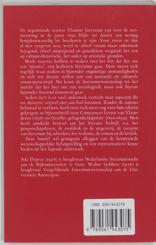 Achterkant van Vlaamse literatuur van de negentiende eeuw