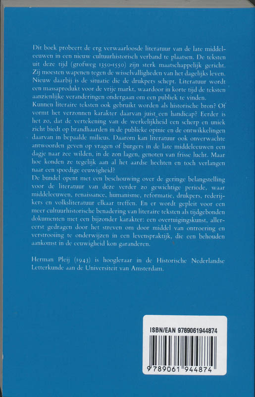 Achterkant van Nederlandse literatuur van de late middeleeuwen