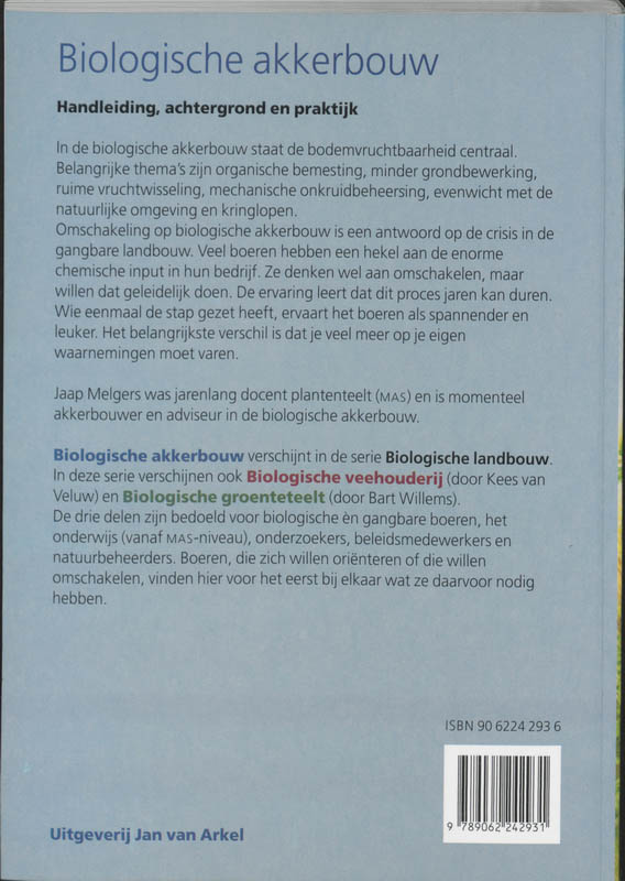 Achterkant van Biologische akkerbouw