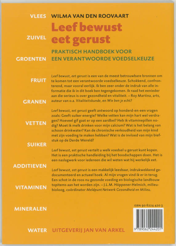 Achterkant van Leef bewust, eet gerust