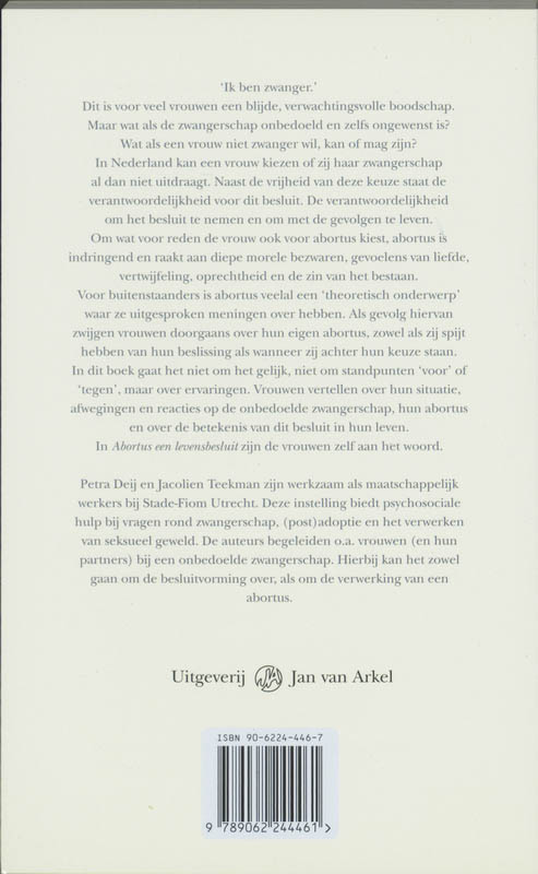 Achterkant van Abortus een levensbesluit