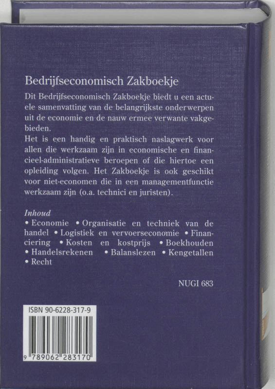 Achterkant van Bedrijfseconomisch zakboekje