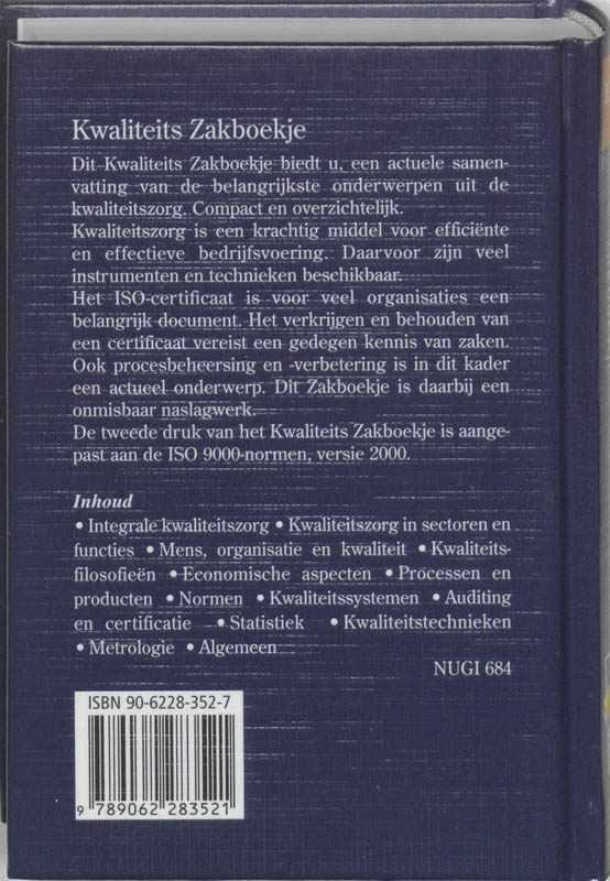 Achterkant van Kwaliteits Zakboekje