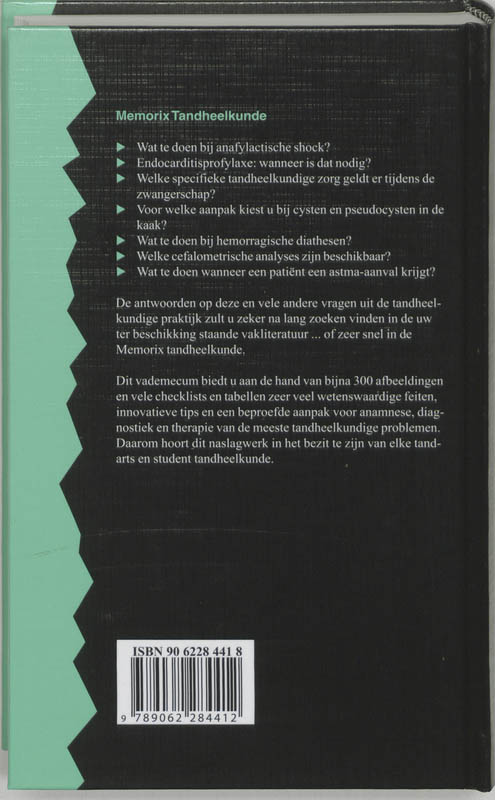 Achterkant van Memorix Tandheelkunde