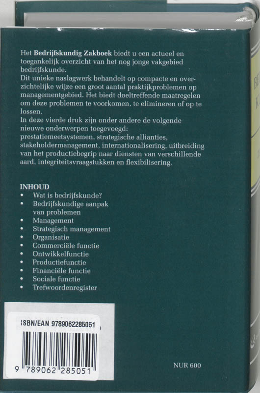 Achterkant van Bedrijfskundig Zakboek
