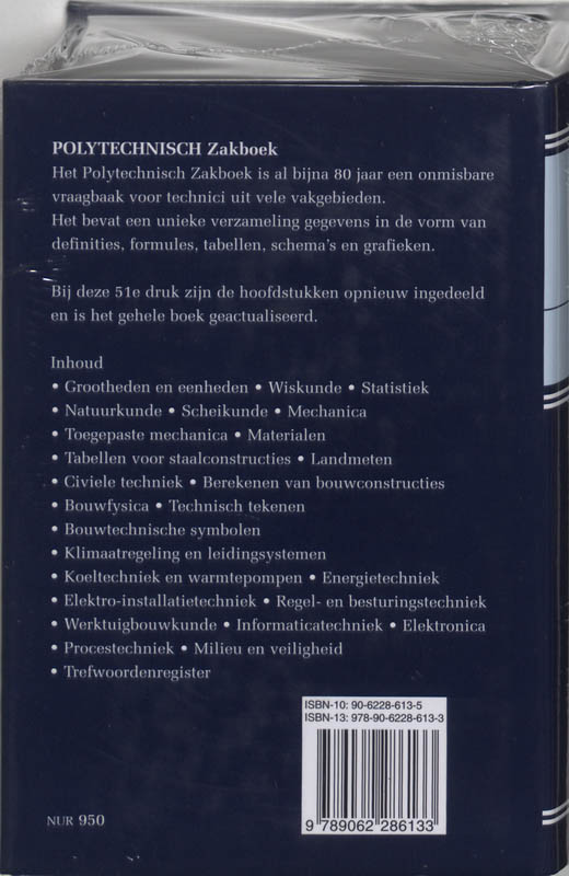 Achterkant van Polytechnisch Zakboek