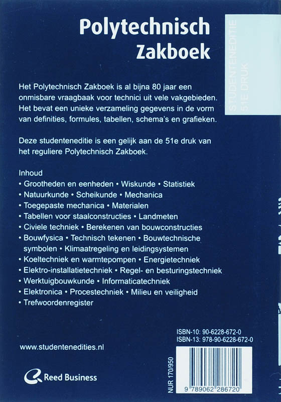 Achterkant van Polytechnisch Zakboek studenteneditie
