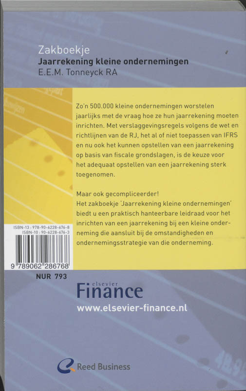 Achterkant van Zakboekje Jaarrekening kleine ondernemingen