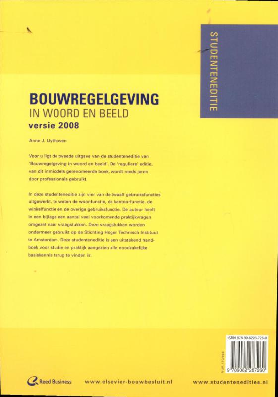 Achterkant van BOUWREGELGEVING IN WOORD EN BEELD VERSIE 2008 STUDENTENEDIT