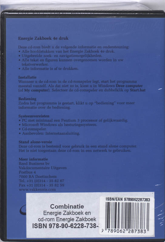 Achterkant van Combi Energie Zakboek en CD-ROM Energie