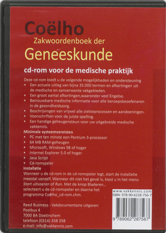 Achterkant van Coëlho zakwoordenboek der geneeskunde