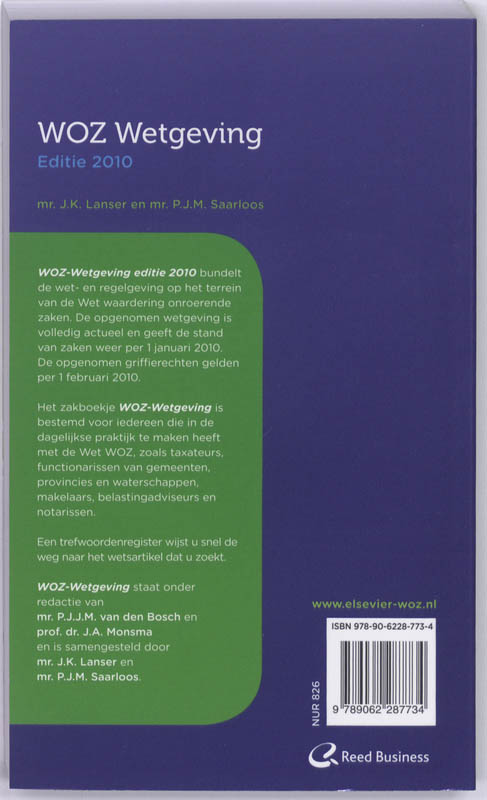Achterkant van WOZ Wetgeving 2010
