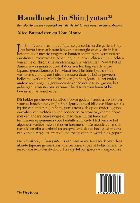 Achterkant van Handboek Jin Shin Jyutsu