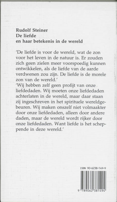 Achterkant van De liefde en haar betekenis in de wereld