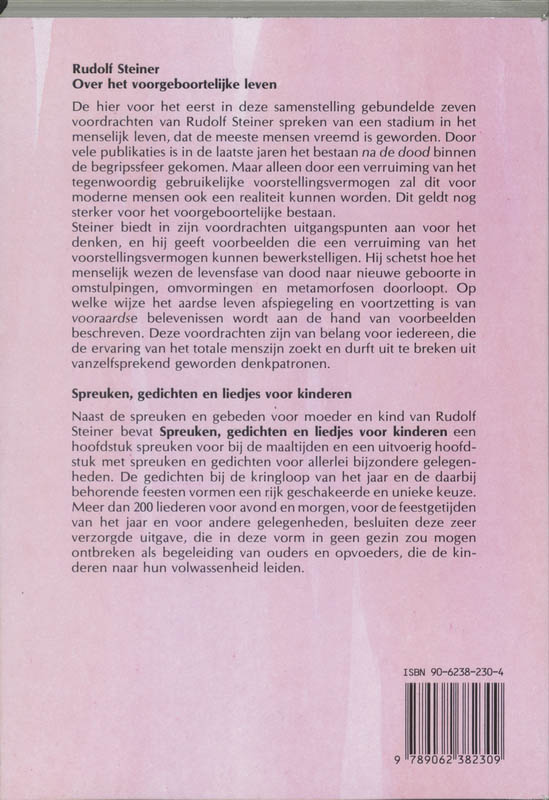 Achterkant van Over het voorgeboortelijke leven