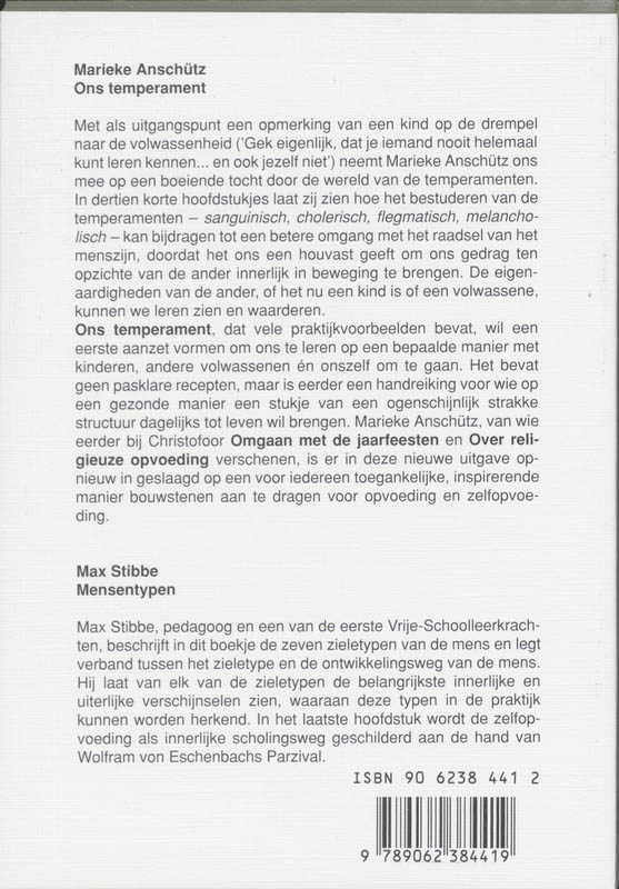 Achterkant van Ons temperament