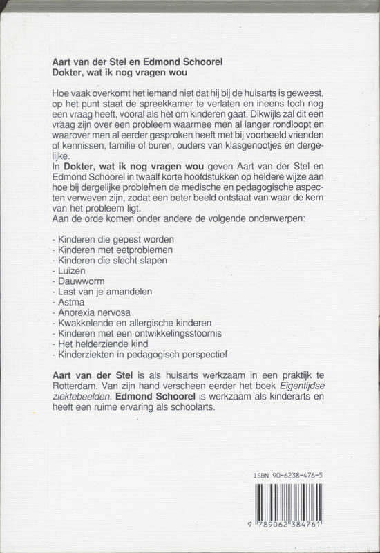 Achterkant van Dokter, wat ik nog vragen wou