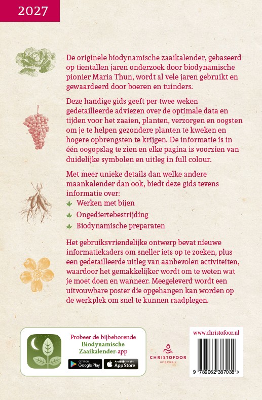 Achterkant van Maria Thun Zaaikalender 2027