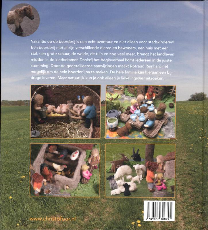 Achterkant van Boerderijdieren van vilt
