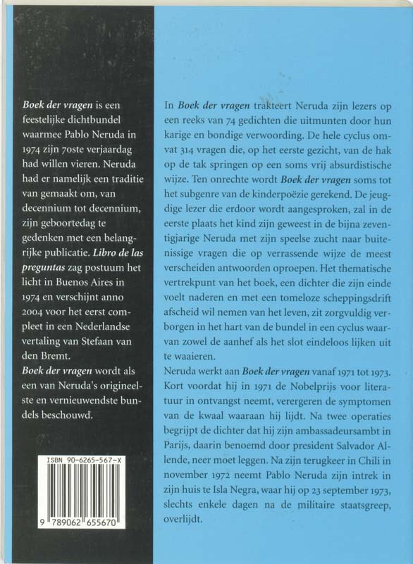 Achterkant van Het boek der vragen