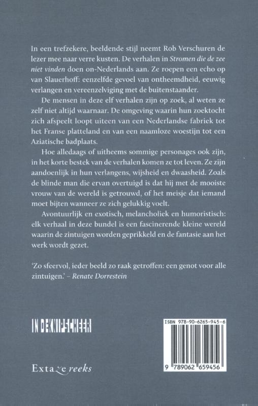 Achterkant van Stromen die de zee niet vinden