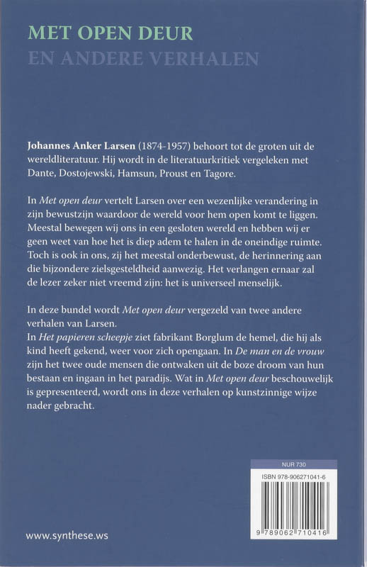 Achterkant van Met open deur en andere verhalen