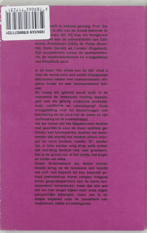 Achterkant van In gesprek over het einde van de tijd
