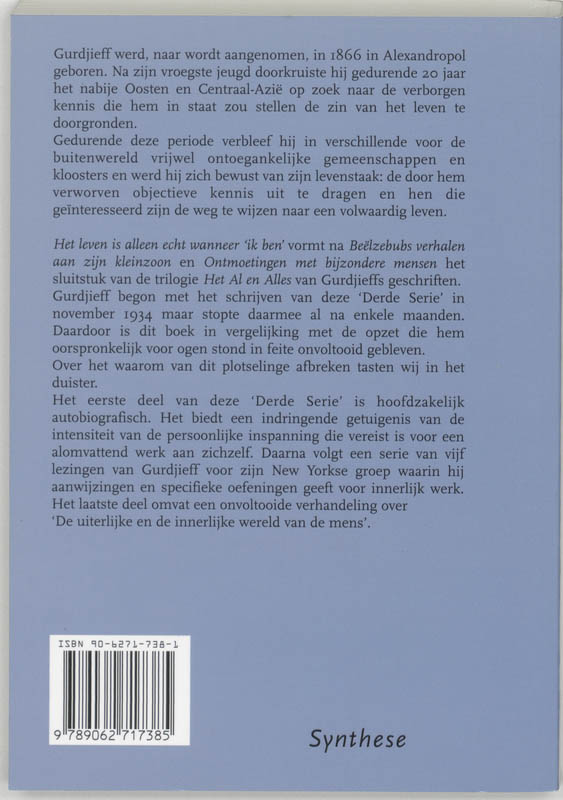Achterkant van Het leven is alleen echt wanneer 'Ik ben'