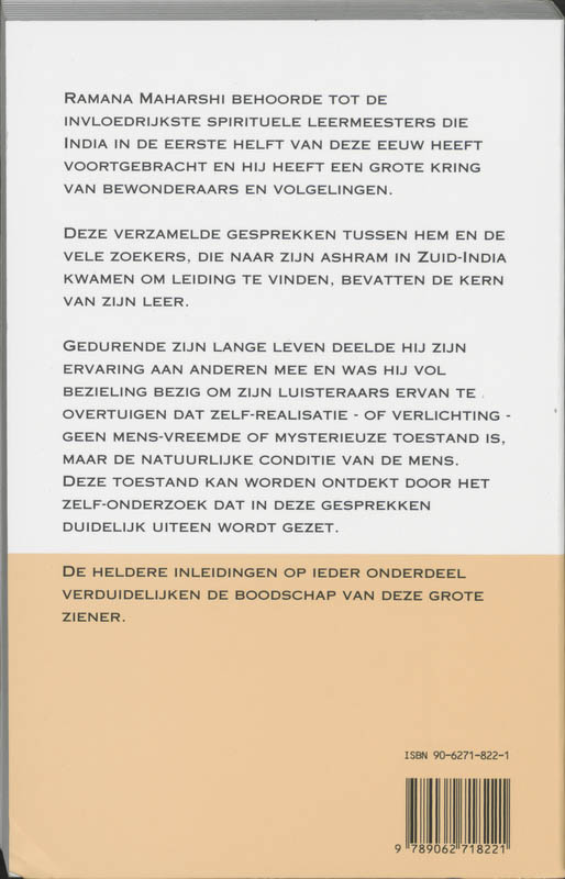 Achterkant van De leringen van Ramana Maharshi