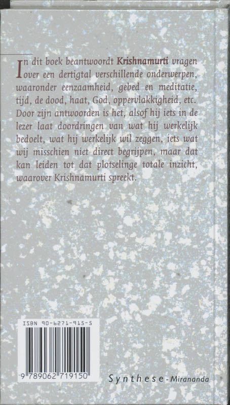 Achterkant van Over de waarden van het leven