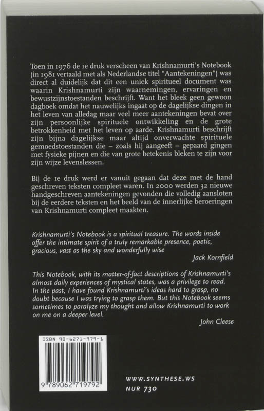 Achterkant van Krishnamurti over Krishnamurti