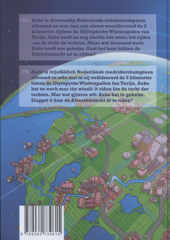 Achterkant van De avonturen van/de aventoeren fan Auke