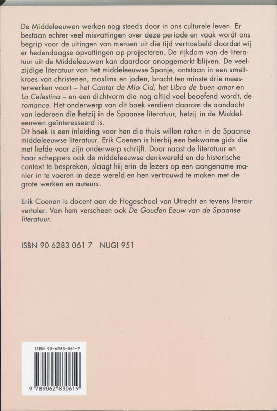 Achterkant van Spaanse literatuur van de Middeleeuwen