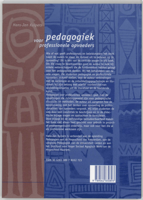 Achterkant van Pedagogiek voor professionele opvoeders