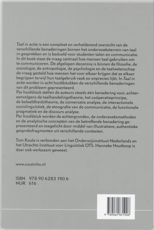 Achterkant van Taal in actie