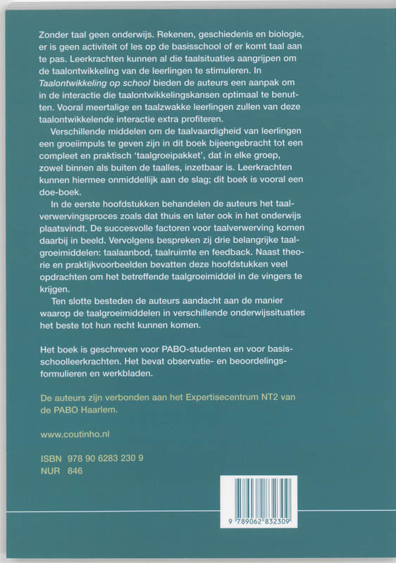 Achterkant van Taalontwikkeling op school