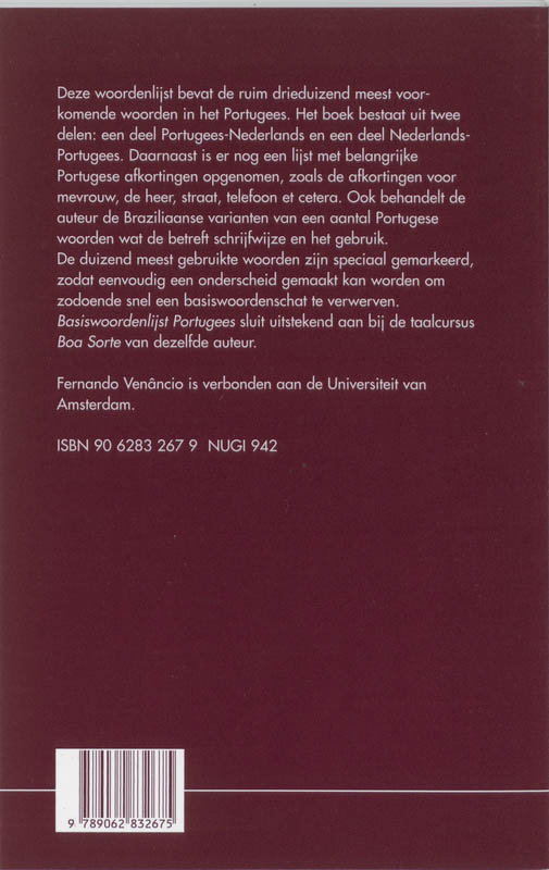 Achterkant van Basiswoordenlijst Portugees